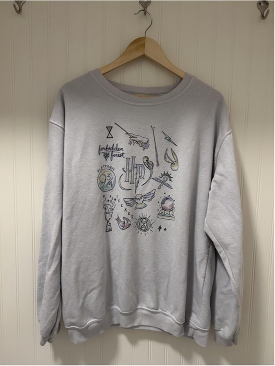 Harry Potter Tops - Harry Potter Sweatshirt Womens Large Gray Fleece Graphic Icons Crewneck Pullover